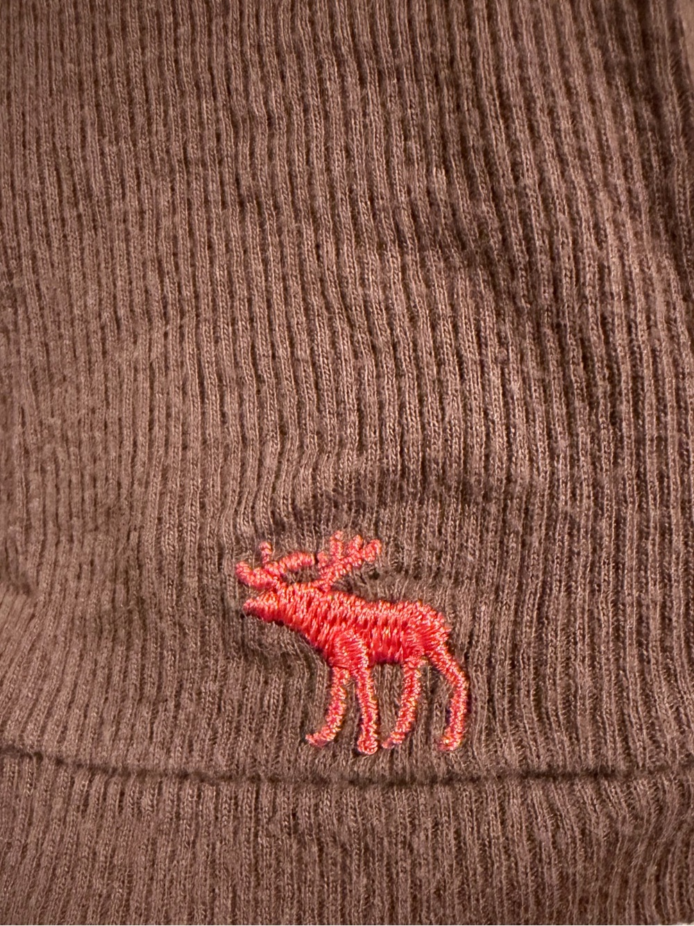Vintage Abercrombie Chocolate Brown Ribbed Tank with Pink Moose Embroidery